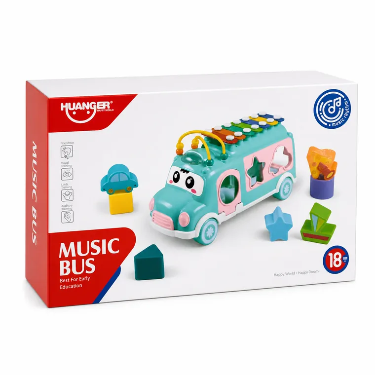 Huanger Music Bus with Xylophone & Shape Sorter