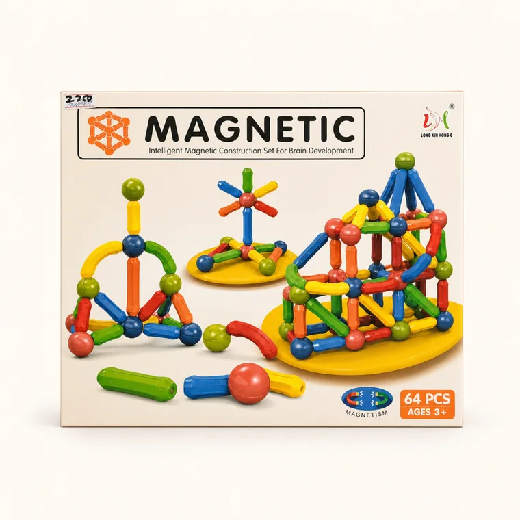 64-Piece Magnetic Construction Set