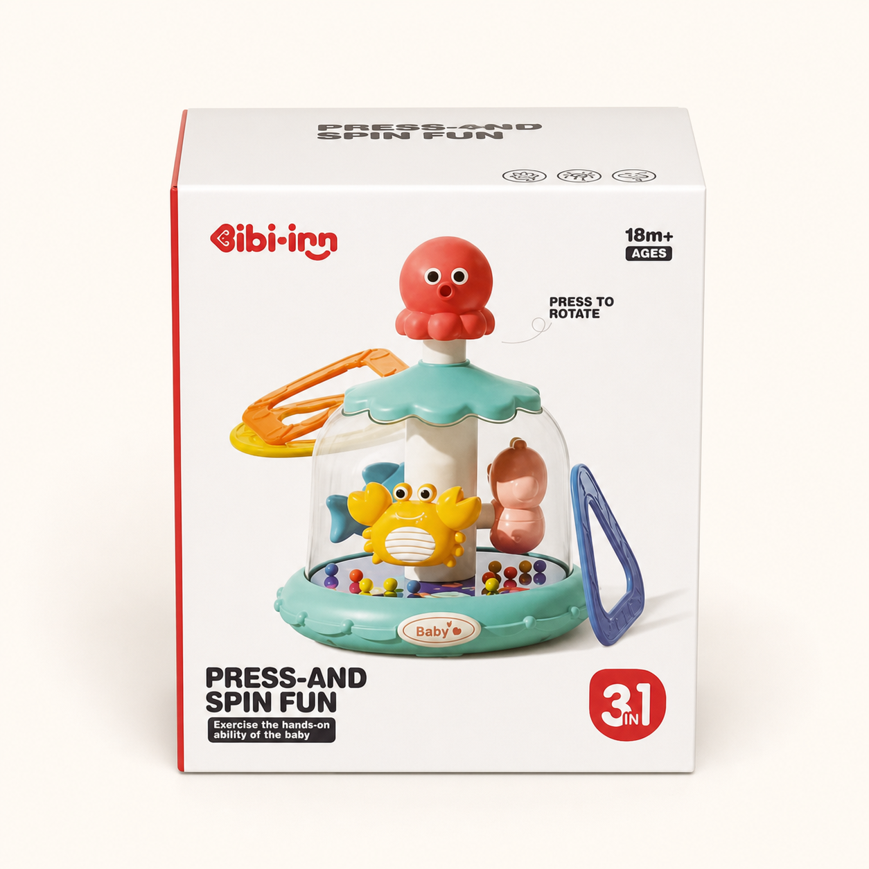 Press-and-Spin Fun 3-in-1 Activity Toy